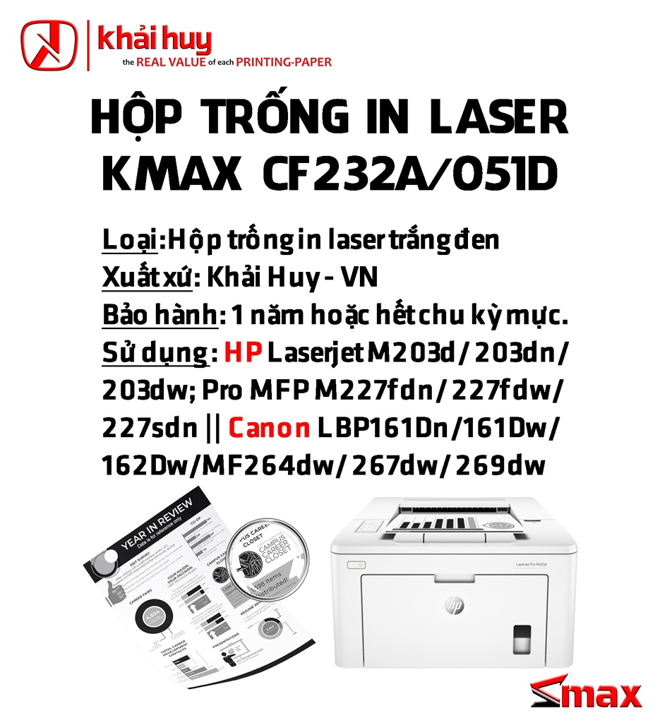 HỘP TRỐNG IN LASER KMAX CF232A/051D
