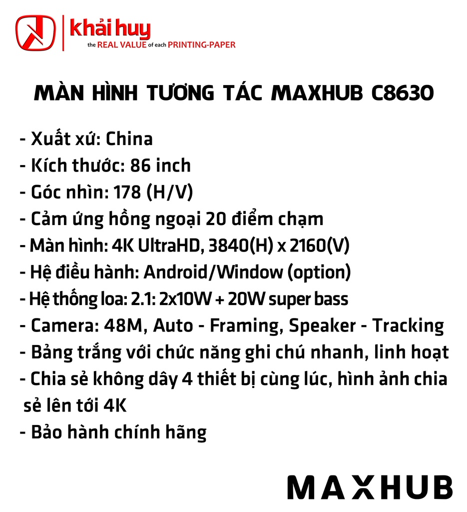 MÀN HÌNH TƯƠNG TÁC DOANH NGHIỆP MAXHUB C8630