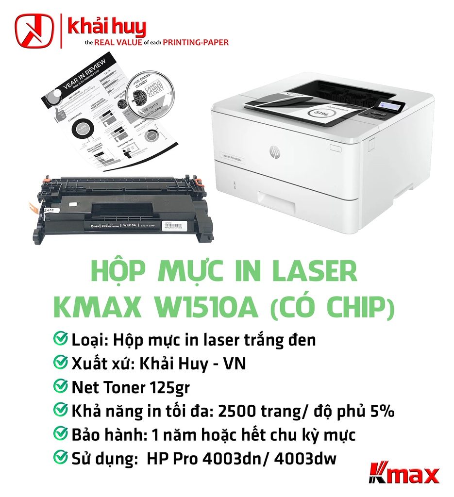 HỘP MỰC IN LASER KMAX W1510A (CÓ CHIP)