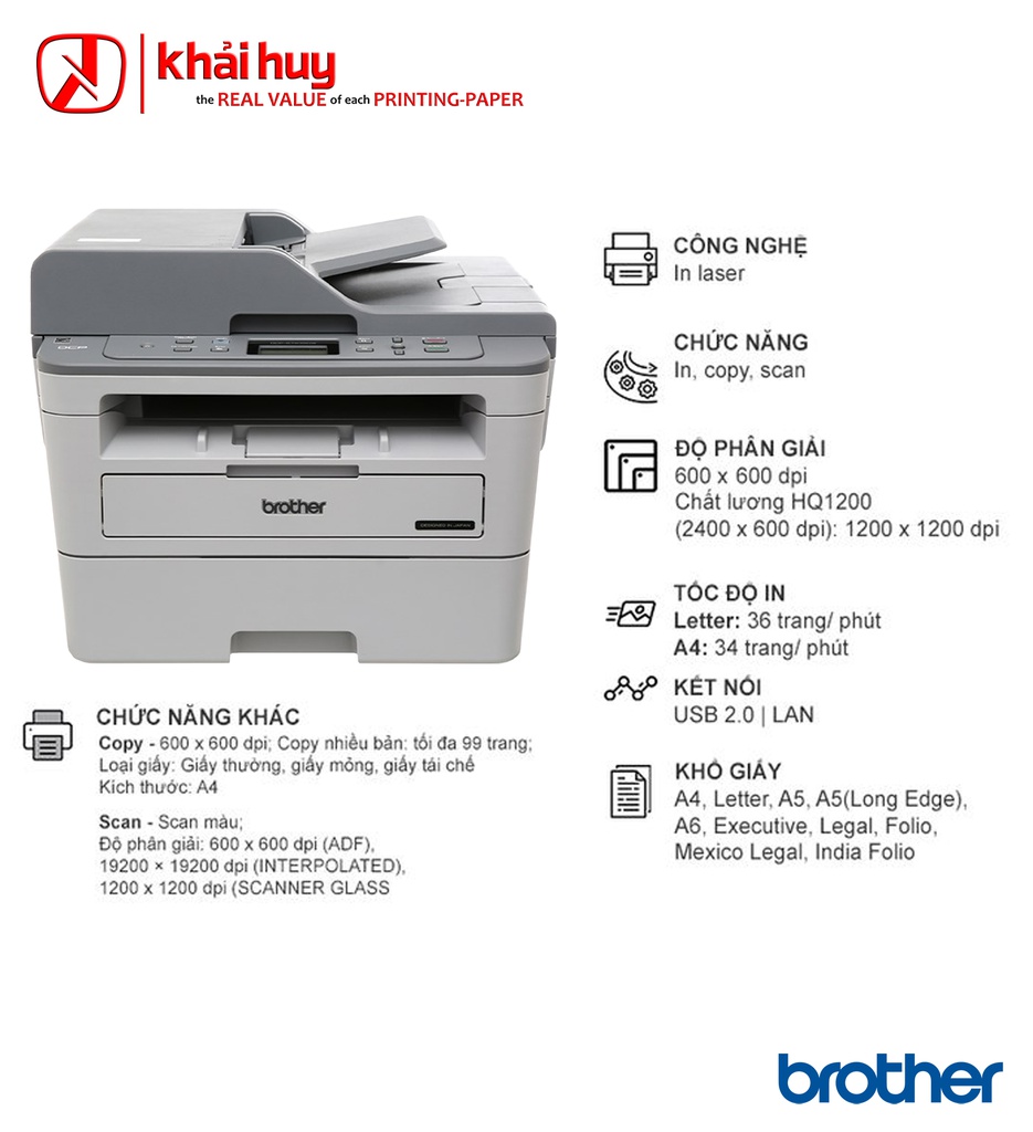 MÁY IN LASER BROTHER DCP B7535DW - CHÍNH HÃNG