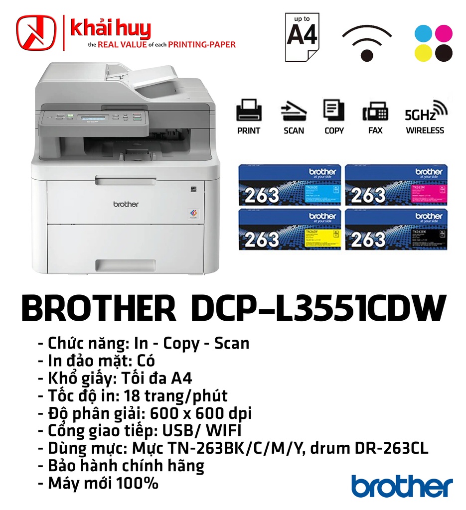 MÁY IN LASER MÀU BROTHER DCP-L3551CDW