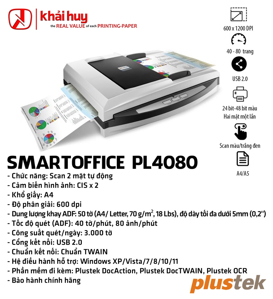 MÁY QUÉT PLUSTEK SMARTOFFICE PL4080