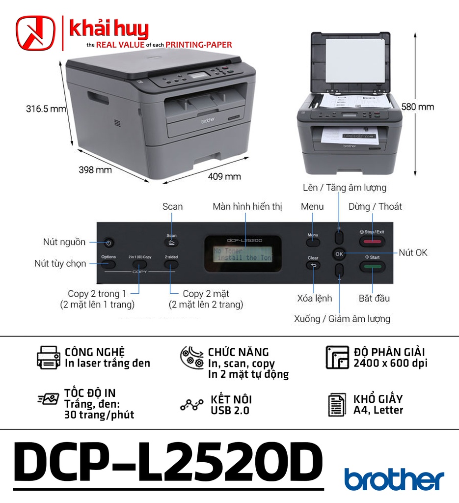 MÁY IN LASER BROTHER DCP-L2520D