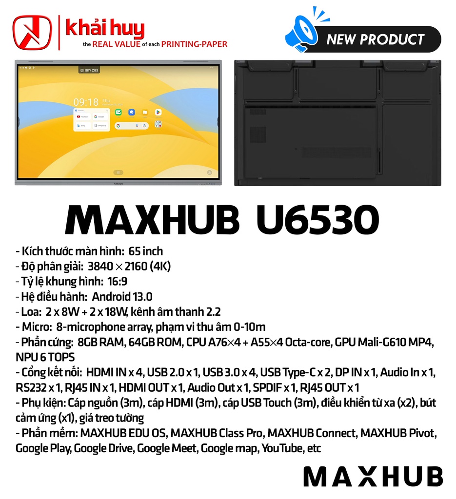 MÀN HÌNH TƯƠNG TÁC GIÁO DỤC MAXHUB U6530