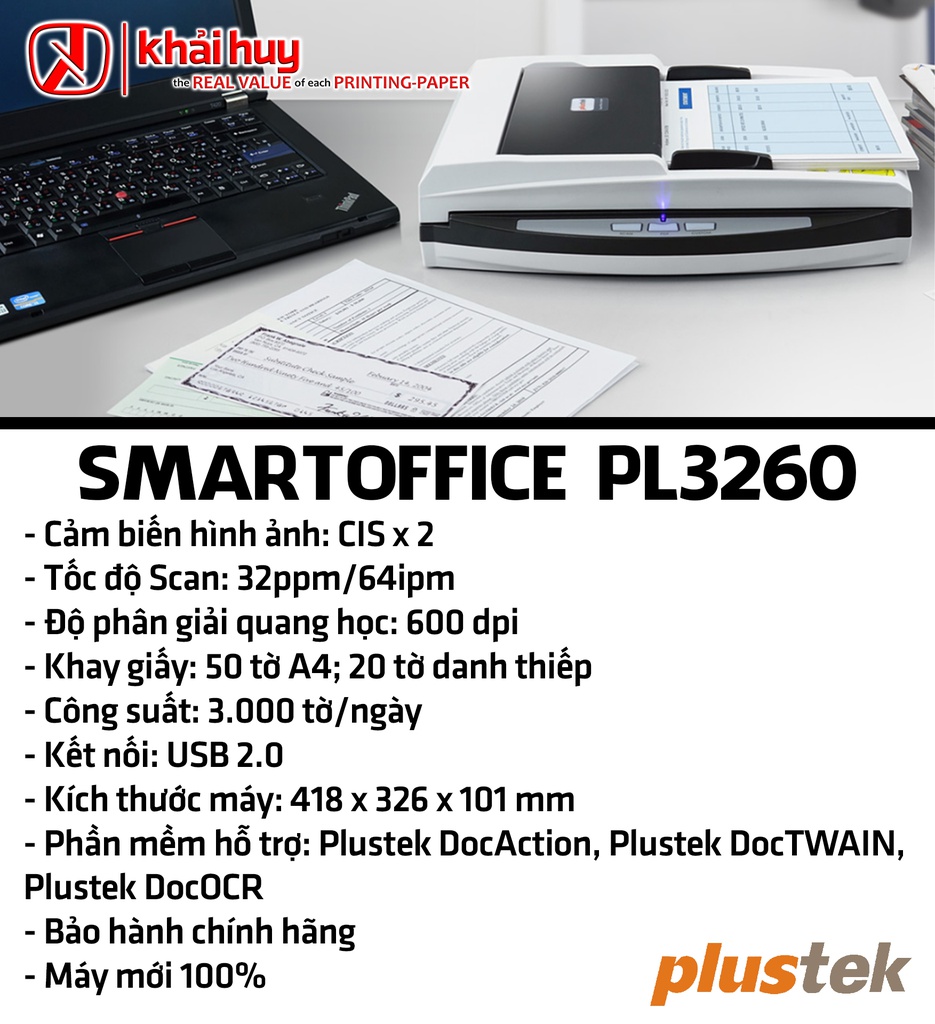 MÁY QUÉT PHẲNG PLUSTEK SMARTOFFICE PL3260