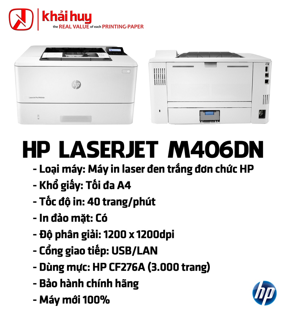 MÁY IN HP LASERJET ENTERPRISE M406DN - CHÍNH HÃNG