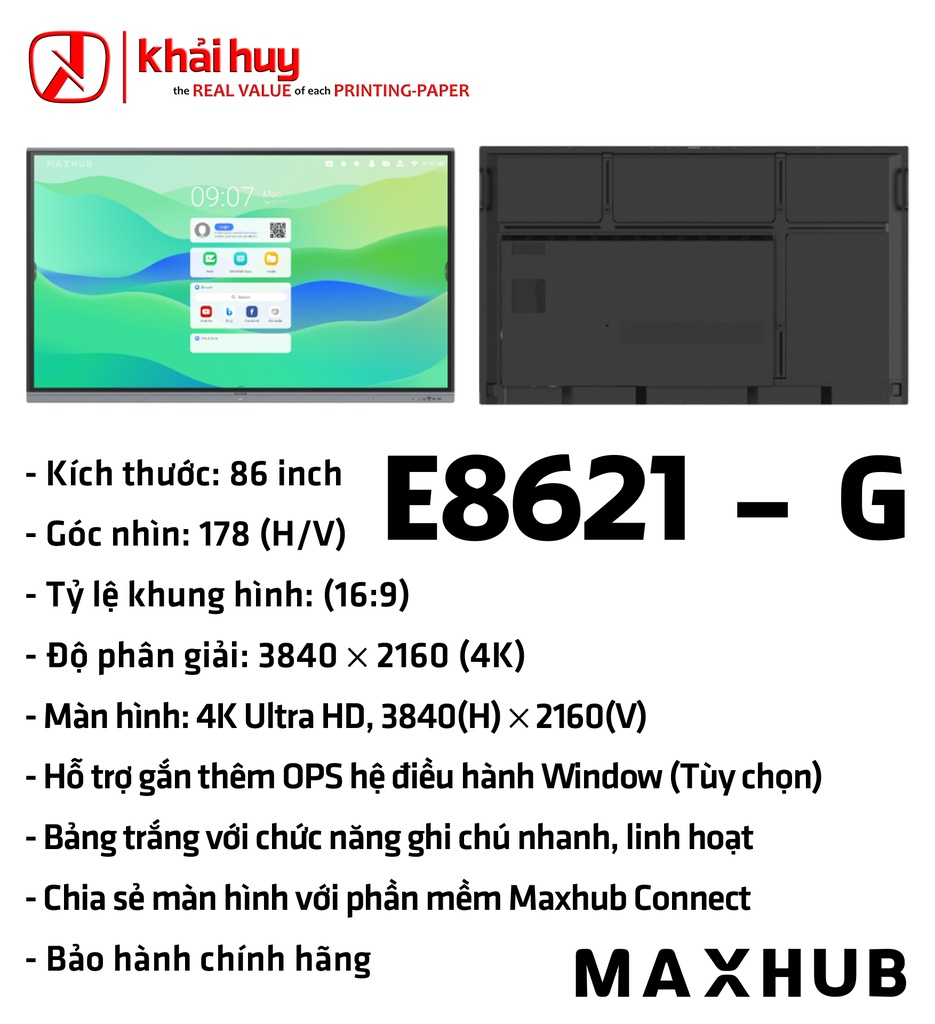 MÀN HÌNH TƯƠNG TÁC GIÁO DỤC MAXHUB E8621-G