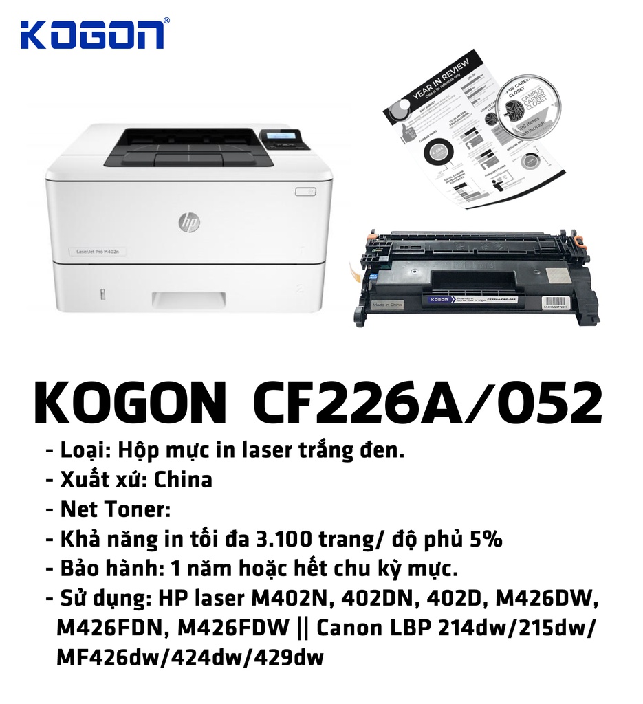 HỘP MỰC IN LASER KOGON CF226A/ 052