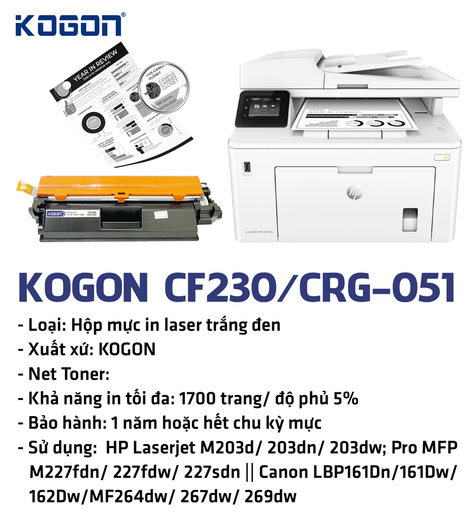 HỘP MỰC IN TONER KOGON CF230A/ 051A