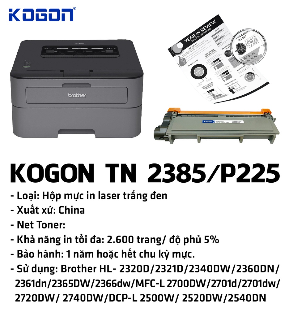 HỘP MỰC IN TONER KOGON TN 2385/ P225