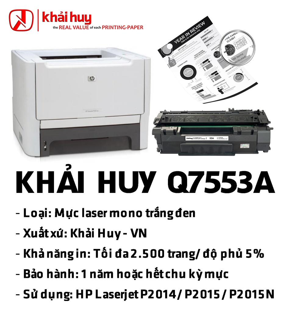 HỘP MỰC IN LASER KHẢI HUY Q7553A