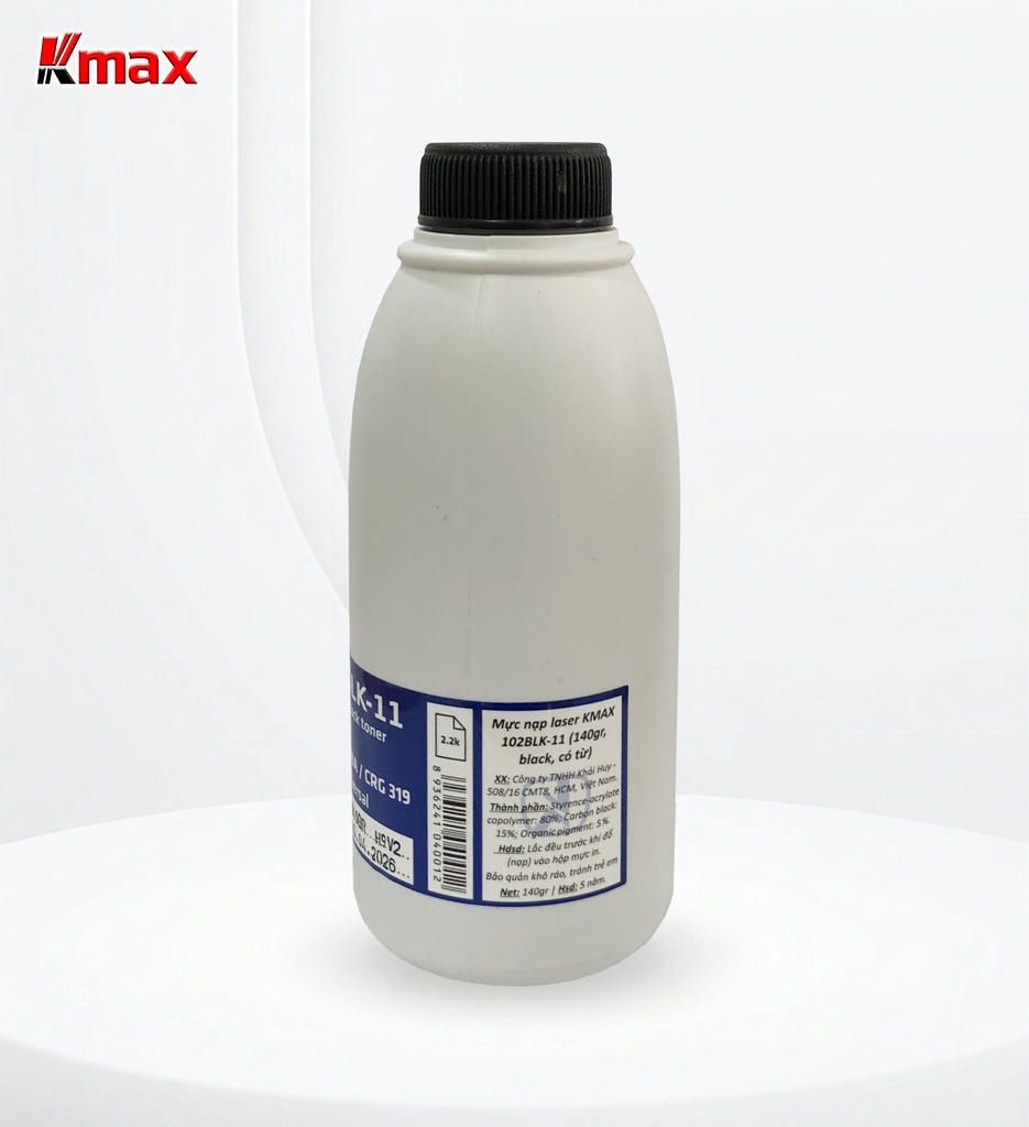 Mực nạp laser KMAX 102BLK-11 (140gr, black, có từ) - Dùng cho hộp mực máy in P2035/ 2055 * LBP 6300