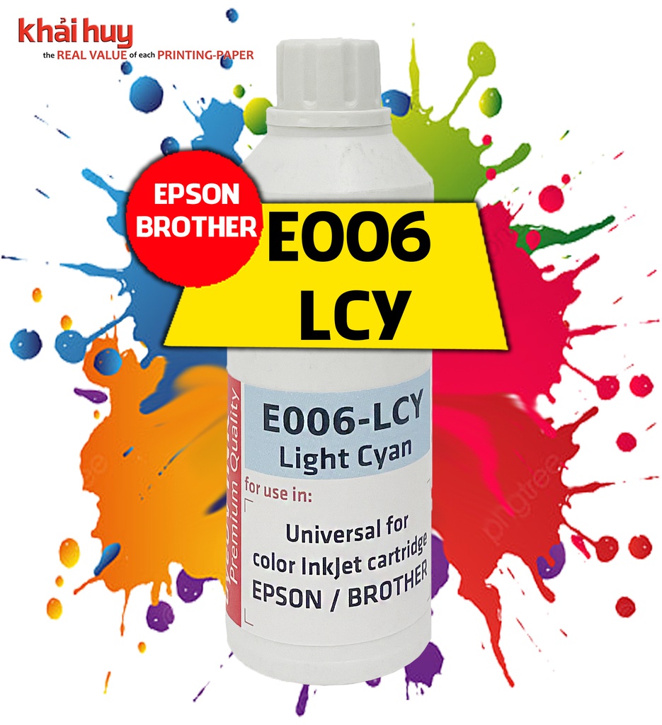 Mực nạp nước KMAX E006LCY-03 (70ml, light cyan, dyeUV) - Dùng cho hộp mực máy in phun L805/ L3110/ L3210