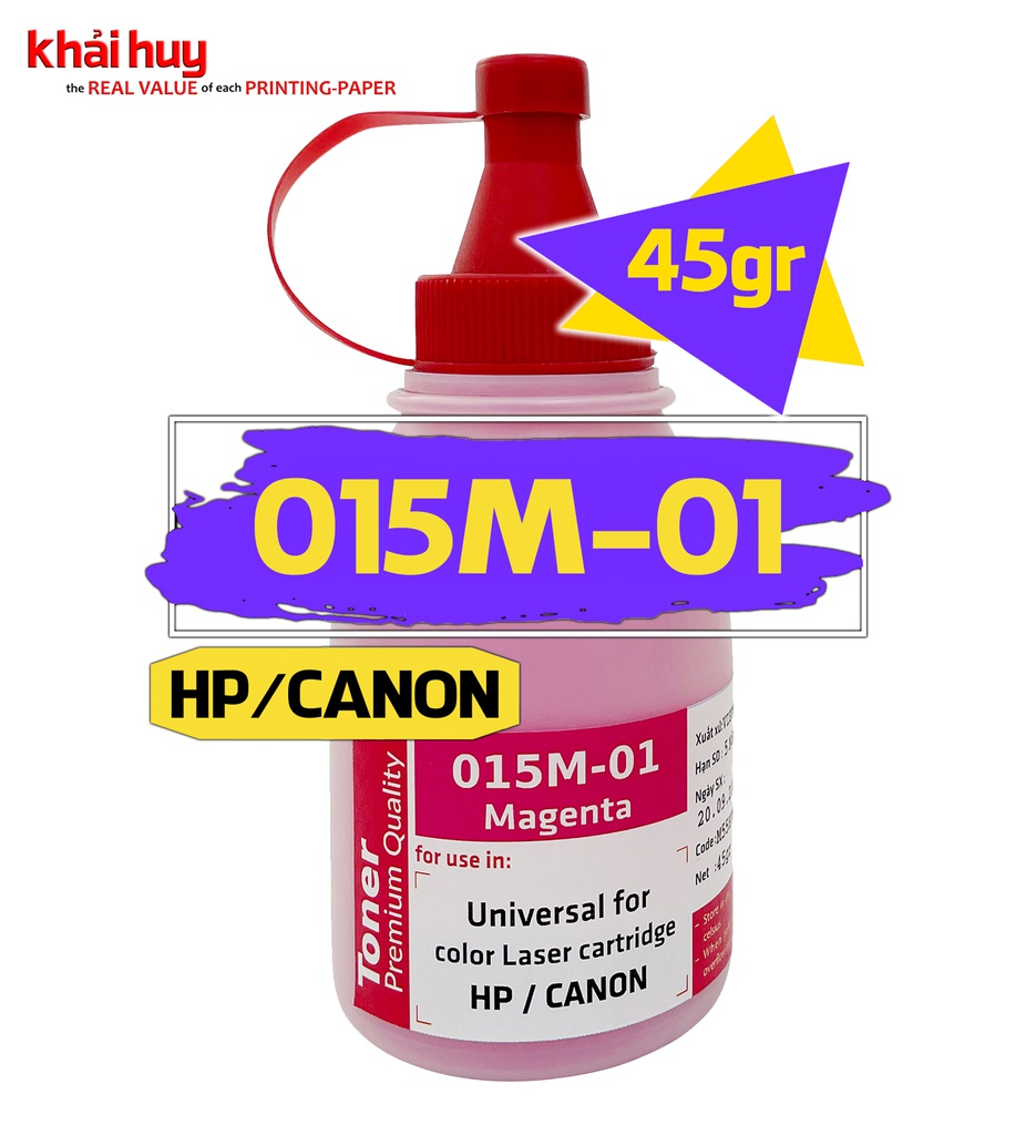 Mực nạp laser KMAX 015MAG-01 (45gr, magenta, không từ) - Dùng cho hộp mực máy in màu CP1025/ 252dw * LBP 612cw