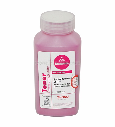[MNAPLSR1561/50] Mực nạp laser ZHONO CE313A (30gr, magenta, không từ) - Dùng cho hộp mực máy in màu CP 1025/ M175 * LBP 7010C