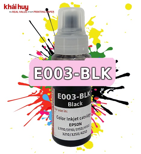 [MNAPPHU1561/16] Mực nạp nước KMAX E003BLK-03 (70ml, black, dyeUV) - Dùng cho hộp mực máy in phun L1110/ L3210/ L3250