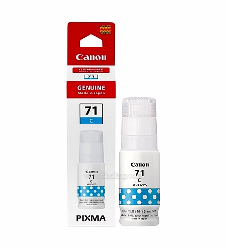 [MNAPPHU1561/72] Mực nạp nước CANON GI71C-4553C001AA (70ml, cyan, chính hãng) - Dùng cho hộp mực máy in phun G1000/ G1010/ G2000