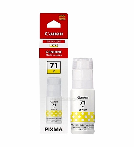 [MNAPPHU1561/73] Mực nạp nước CANON GI71Y-4555C001AA (70ml, yellow, chính hãng) - Dùng cho hộp mực máy in phun G1000/ G1010/ G2000